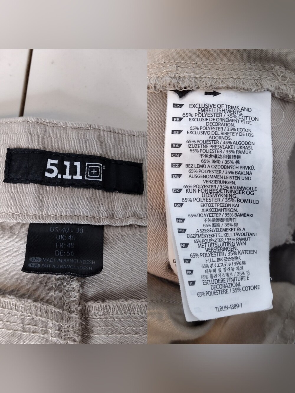 5.11 Tactical Tan Men's Outdoors Work Utility Cargo Pants Sz 40×30 - Picture 12 of 15